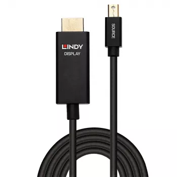 Lindy 0,5 m aktiivinen Mini-DisplayPort-HDMI-kaapeli HDR:llä, 0,5 m, Mini DisplayPort, HDMI, uros, uros, suora