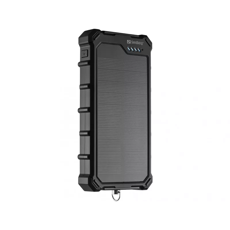 Sandberg Solar Powerbank CampLED 10000, 10000 mAh, Programmable Power Supply (PPS), 3,7 V, 15 W, musta