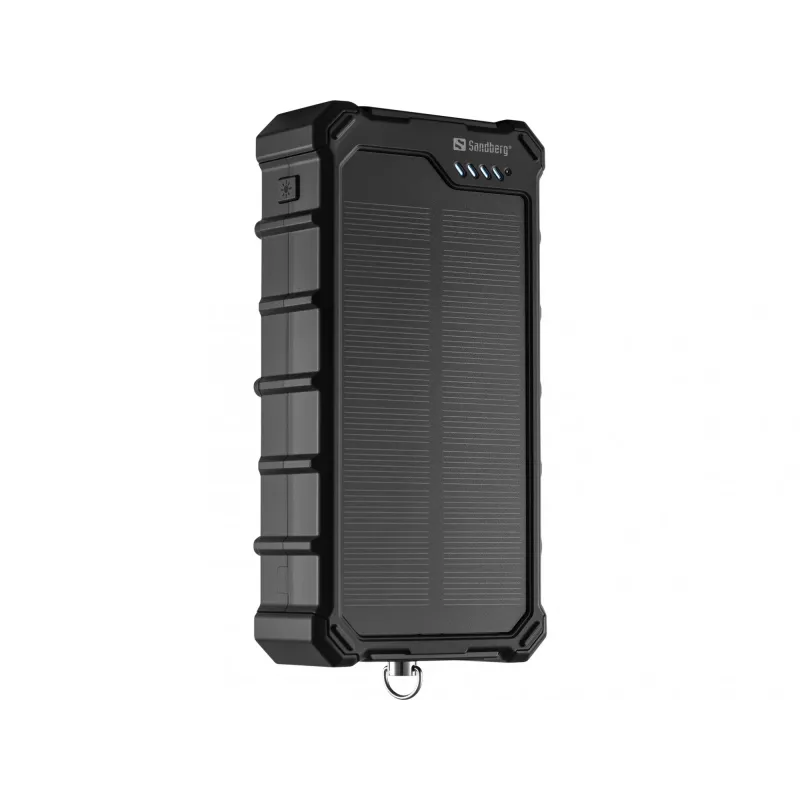 Sandberg Solar Powerbank CampLED 20000, 20000 mAh, Programmable Power Supply (PPS), 3,7 V, 15 W, musta