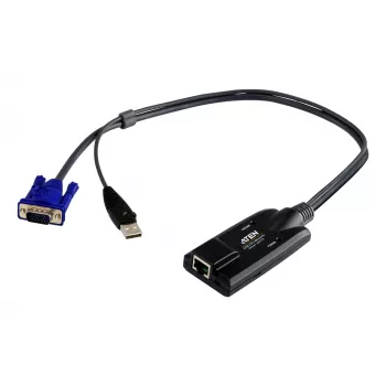 ATEN USB - VGA Cat5e/6 KVM-sovitinkaapeli (CPU-moduuli), USB, USB, VGA, musta, sininen, metallinen, RJ-45, 1 x RJ-45