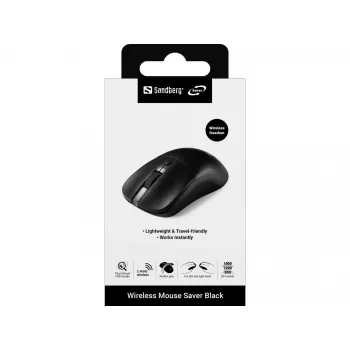 Sandberg Wireless Mouse Saver musta, molempikätinen, RF Wireless, 1600 DPI