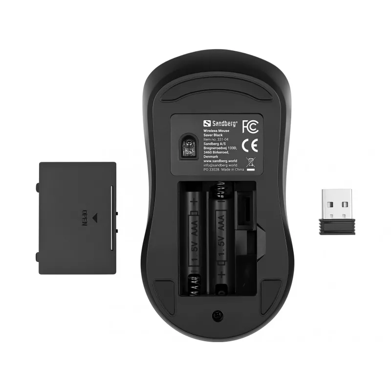 Sandberg Wireless Mouse Saver musta, molempikätinen, RF Wireless, 1600 DPI