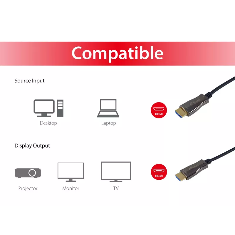 Equip HDMI 2.0 aktiivinen optinen kaapeli, 10 m, 4K/60Hz