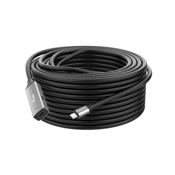 USB-C–USB-C aktiivinen jatkokaapeli EQUIP 5 m, USB 3.2 Gen 1 (5 Gbit/s), nikkelöidyt kontaktit, musta