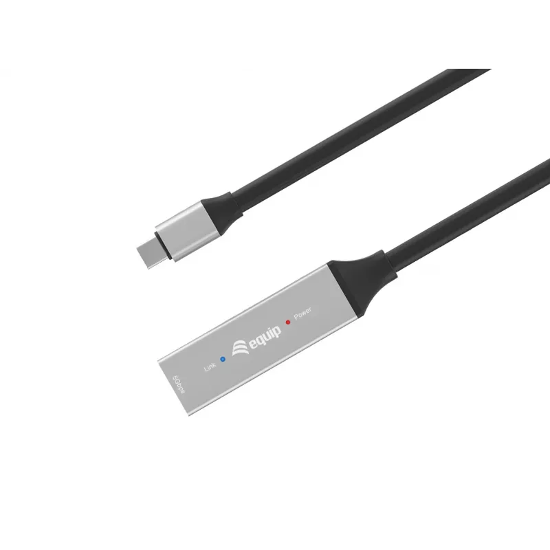 USB-C–USB-C aktiivinen jatkokaapeli EQUIP 5 m, USB 3.2 Gen 1 (5 Gbit/s), nikkelöidyt kontaktit, musta
