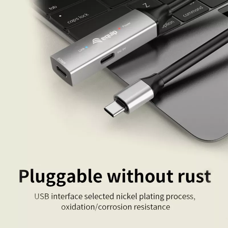 USB-C–USB-C aktiivinen jatkokaapeli EQUIP 10 m, USB 3.2 Gen 1 (5 Gbit/s), musta