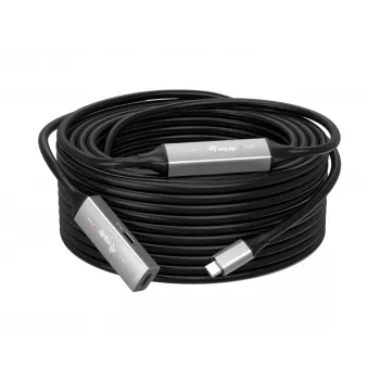 USB-C aktiivinen jatkokaapeli EQUIP 15 m, USB 3.2 Gen 1 (5 Gbit/s), nikkelikontaktit, musta