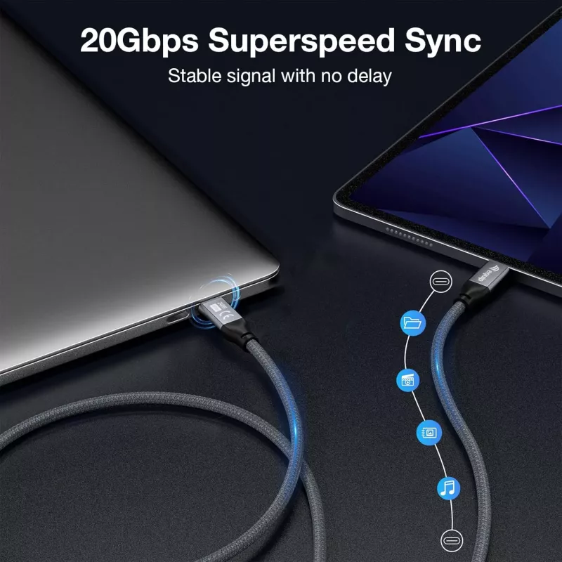 USB-C–USB-C-kaapeli EQUIP 2,0 m — USB 3.2 Gen 2x2, 20 Gbit/s, PD 240W, 4K/60Hz, musta