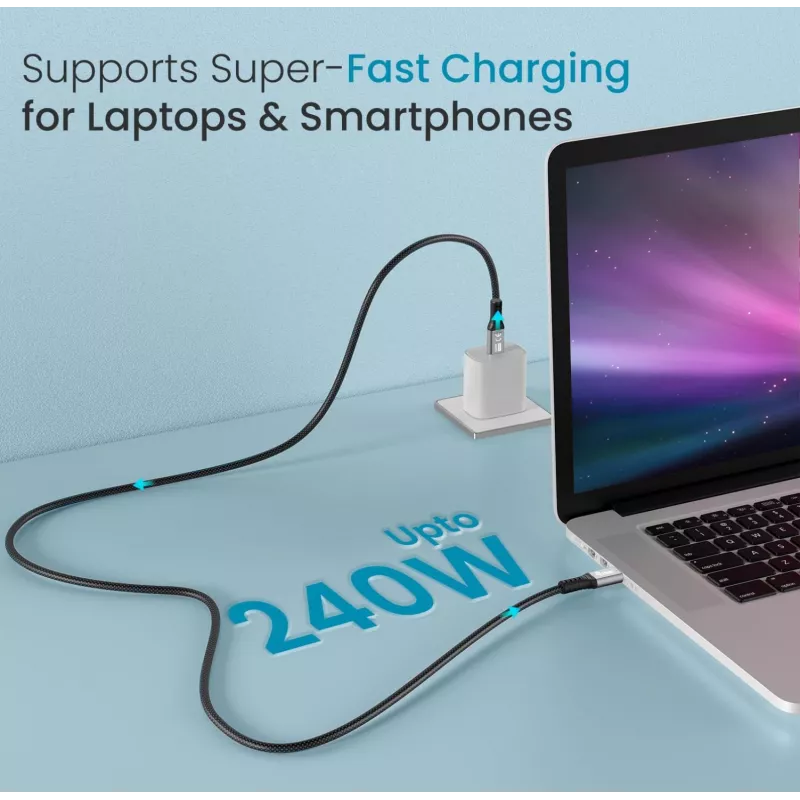 USB-C–USB-C-kaapeli EQUIP 2,0 m — USB 3.2 Gen 2x2, 20 Gbit/s, PD 240W, 4K/60Hz, musta