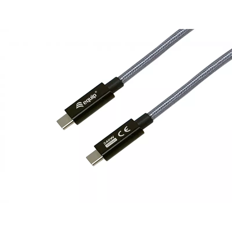 USB-C–USB-C-kaapeli EQUIP 3,0 m — USB 3.2 Gen 2x2, 20 Gbit/s, PD 240 W, 4K@60 Hz, musta
