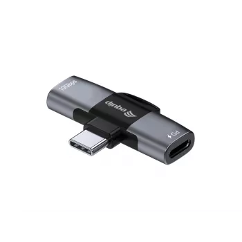 USB-C OTG -adapteri 2-in-1 EQUIP 133479 — 100W PD, 10 Gbit/s, 1x USB-C kahteen USB-C:hen, harmaa