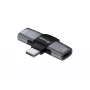 USB-C OTG -adapteri 2-in-1 EQUIP 133479 — 100W PD, 10 Gbit/s, 1x USB-C kahteen USB-C:hen, harmaa