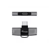 USB-C OTG -adapteri 2-in-1 EQUIP 133479 — 100W PD, 10 Gbit/s, 1x USB-C kahteen USB-C:hen, harmaa