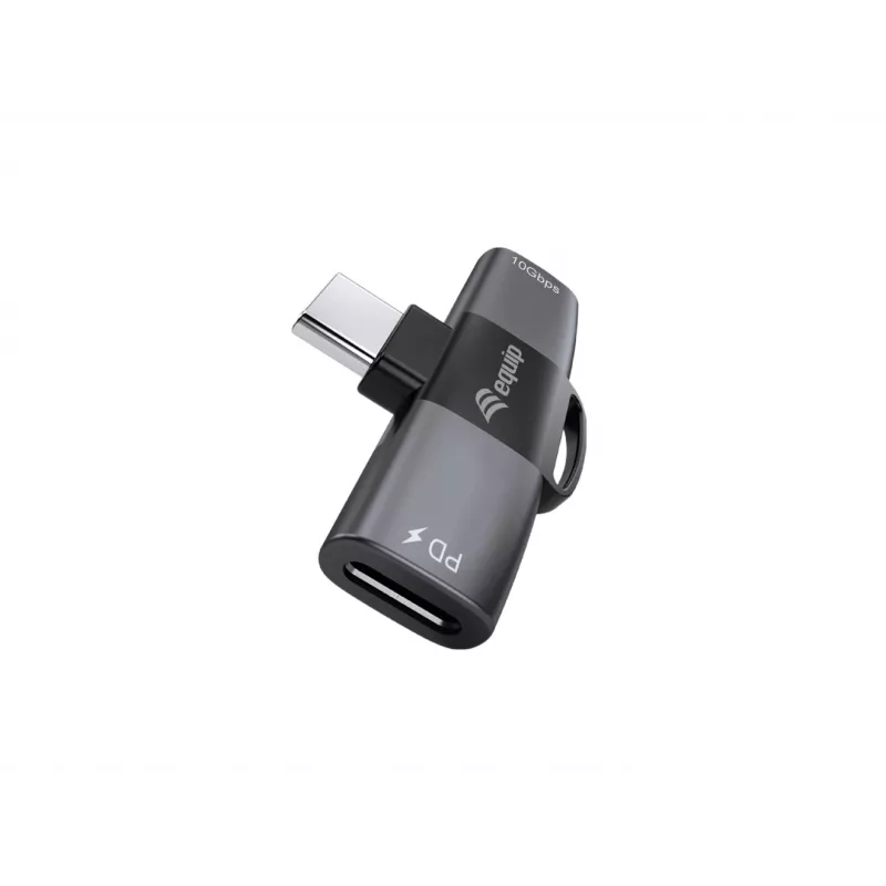 USB-C OTG -adapteri 2-in-1 EQUIP 133479 — 100W PD, 10 Gbit/s, 1x USB-C kahteen USB-C:hen, harmaa