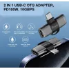 USB-C OTG -adapteri 2-in-1 EQUIP 133479 — 100W PD, 10 Gbit/s, 1x USB-C kahteen USB-C:hen, harmaa