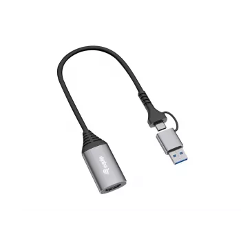 USB–HDMI-adapteri EQUIP 133498 (USB-C- ja USB-A-liitin HDMI:hin, 1080p, alumiinikotelo, harmaa)