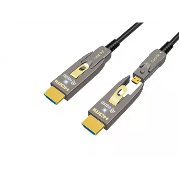 EQUIP HDMI 2.0 aktiivinen optinen kaapeli 15 m — irrotettava tyyppi A/D, 4K@60Hz, 18 Gbit/s, kullatut kontaktit