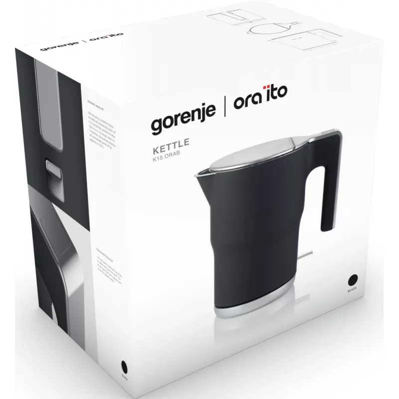 Gorenje K15ORAB vedenkeitin, 1,5 l, 2400 W, musta