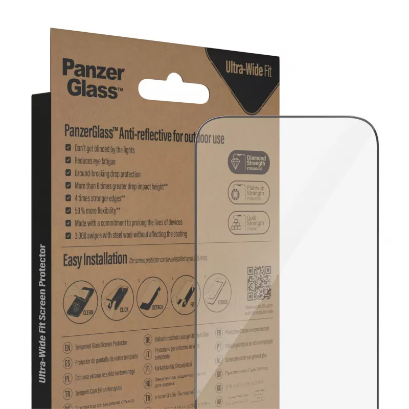 PanzerGlass® Anti-Reflective näytönsuoja iPhone 14 Pro | Ultra-Wide Fit EasyAligner-telineellä