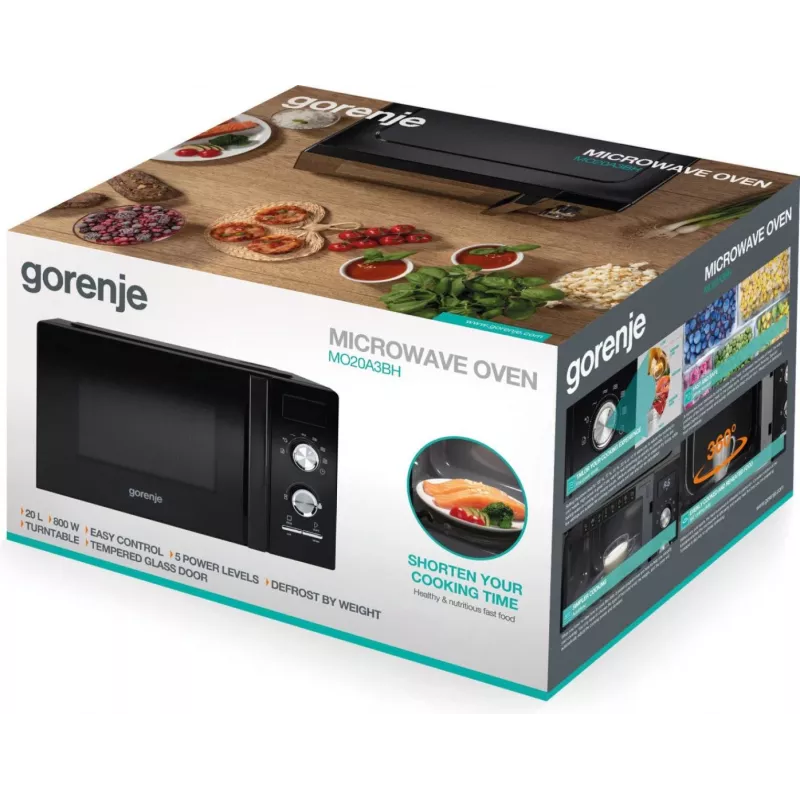Gorenje MO20A3BH musta yhdistelmämikroaaltouuni pöytämalli 20 L 800 W