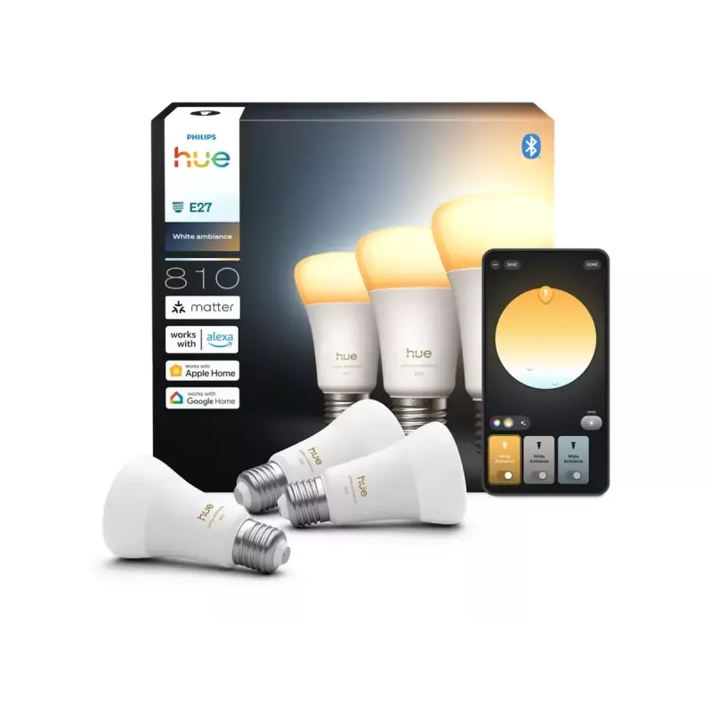 Philips Hue WA 810 A60 3P EU | E27 | 6 W | lämmin–kylmä valkoinen valo | Bluetooth, Zigbee