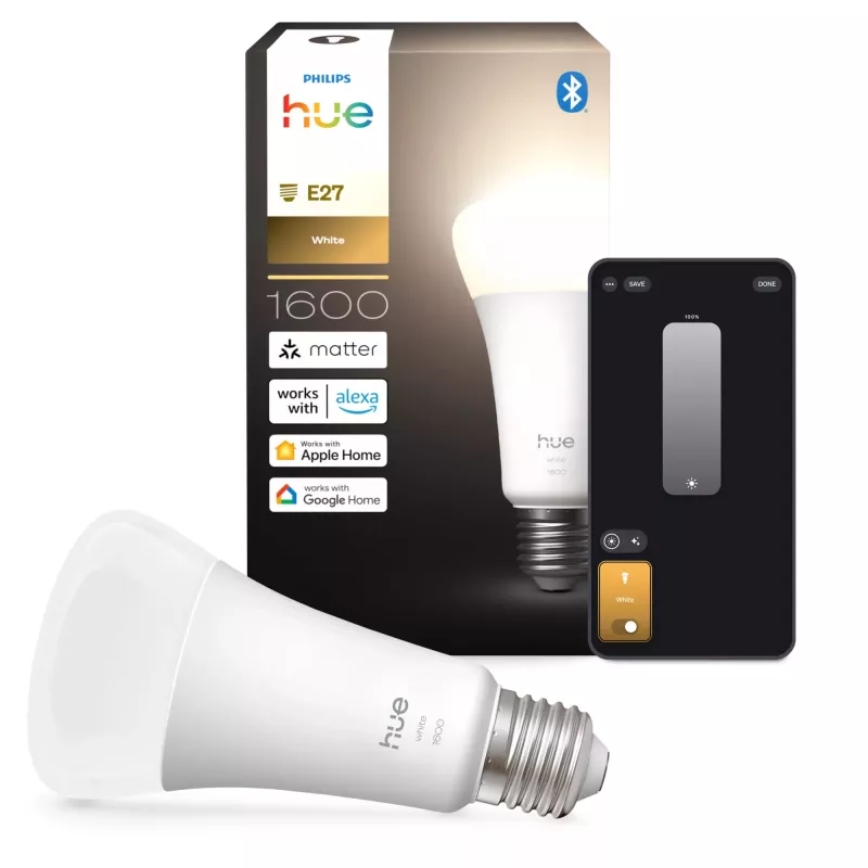 Älylamppu Philips Hue White A60 E27 1600 lumenia Bluetooth Zigbee