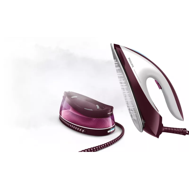Philips GC7842/40 -höyrysilitysasema, 2400 W, 1,5 L, SteamGlide Plus -pohjalevy, violetti, valkoinen
