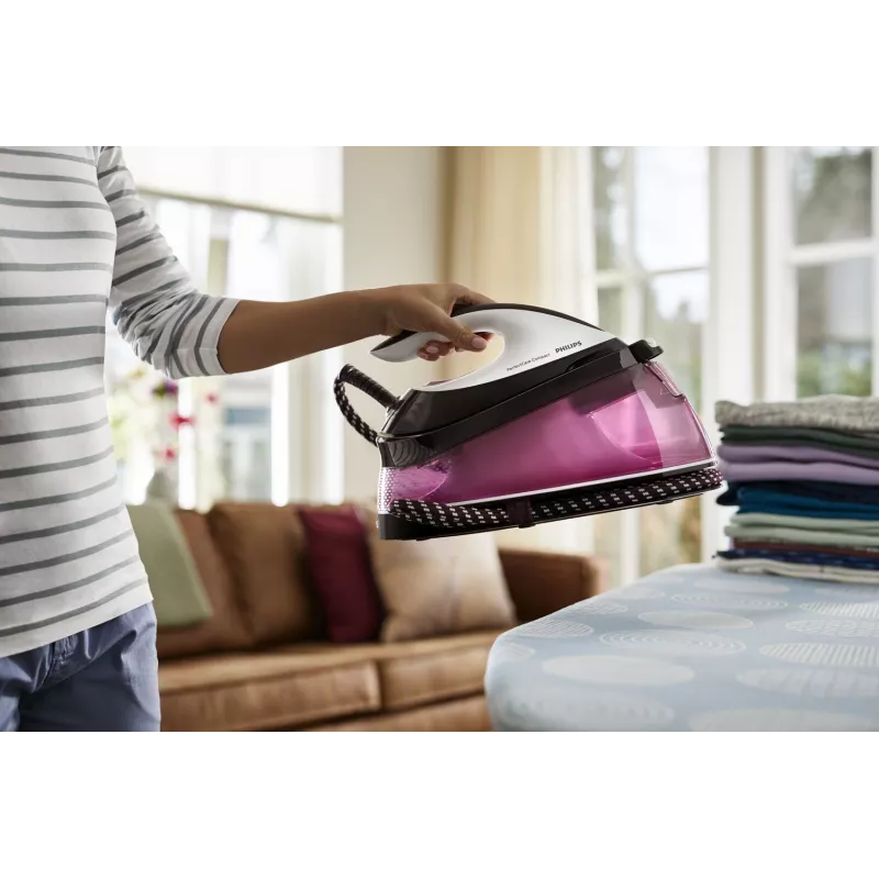 Philips GC7842/40 -höyrysilitysasema, 2400 W, 1,5 L, SteamGlide Plus -pohjalevy, violetti, valkoinen