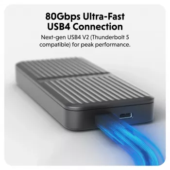 SSD-kotelo Hyper HD2500GL M.2 PCIe SSD:lle (USB4 Gen4, USB-C) musta