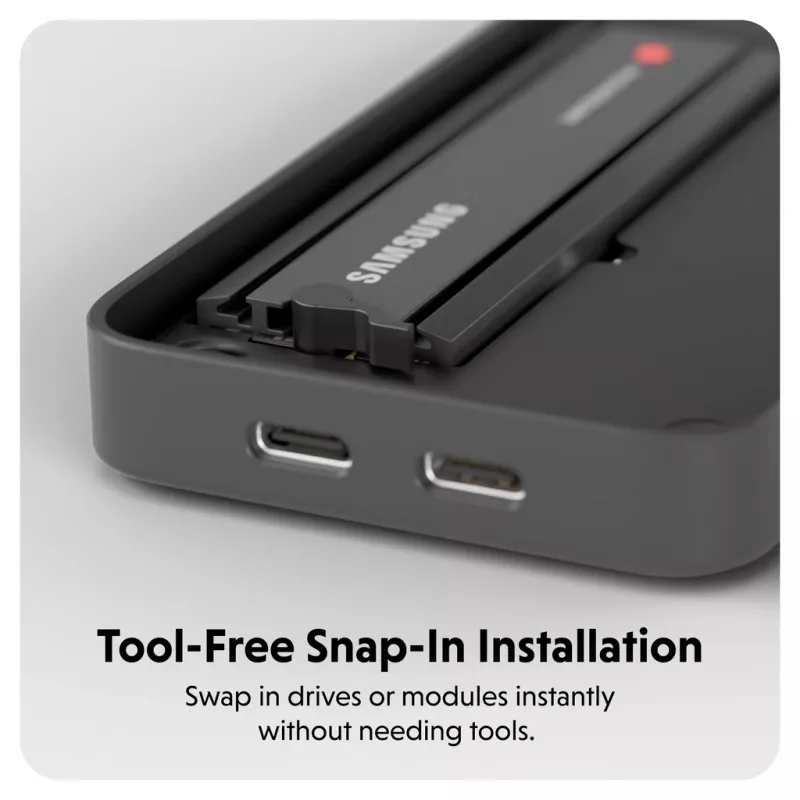 SSD-kotelo Hyper HD2500GL M.2 PCIe SSD:lle (USB4 Gen4, USB-C) musta