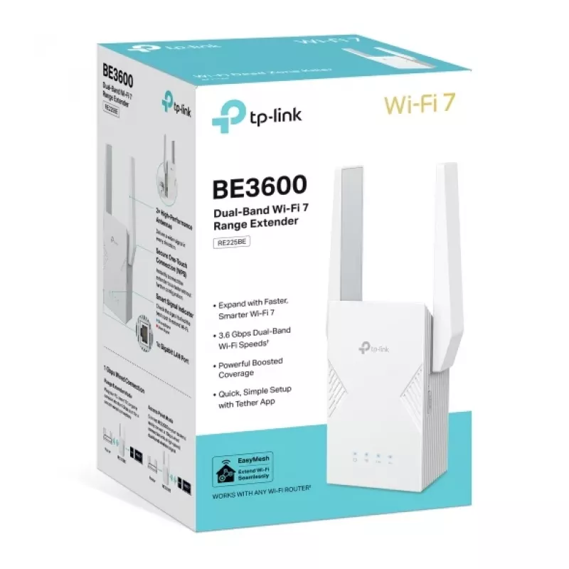WiFi-vahvistin TP-Link RE225BE 2.4GHz/5GHz Wi-Fi 7