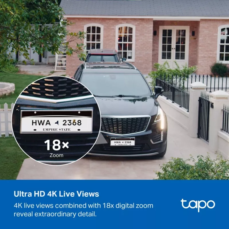 TP-Link Tapo Enhanced AI Solar Security Camera Ultra, langaton, luoti, Wi-Fi, ulko, 850 nm, 512 GB