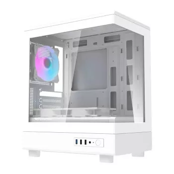 Darkflash-tietokonekotelo DB330M valkoinen v2 kolmella esiasennetulla tuulettimella, micro-ATX/mATX-tuki