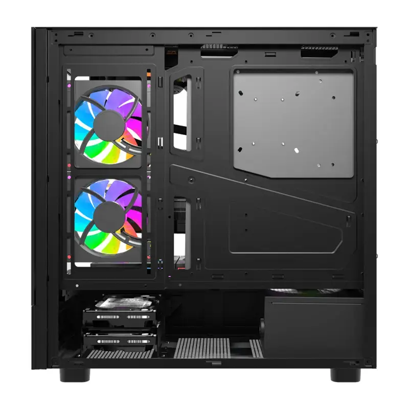 Tietokonekotelo DarkFlash DS950V etunäytöllä (musta) ja 6 esiasennetulla tuulettimella
