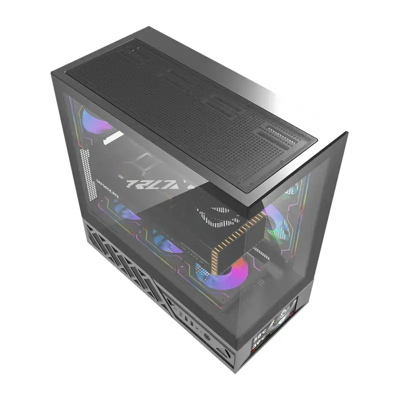 Tietokonekotelo DarkFlash DS950V etunäytöllä (musta) ja 6 esiasennetulla tuulettimella