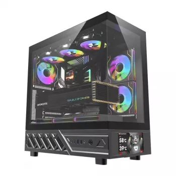 Tietokonekotelo DarkFlash DS950V etunäytöllä (musta) ja 6 esiasennetulla tuulettimella