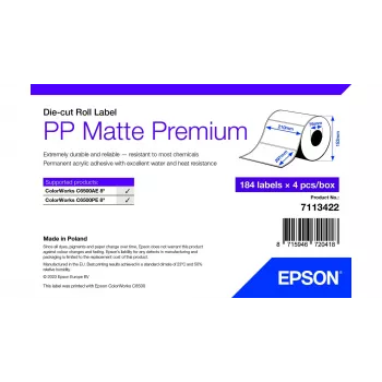 Itseliimautuvat stanssatut tulostetarrat Epson 7113422, valkoinen, 21 x 29,7 cm, 184 tarraa/rulla, 736 tarraa/pakkaus