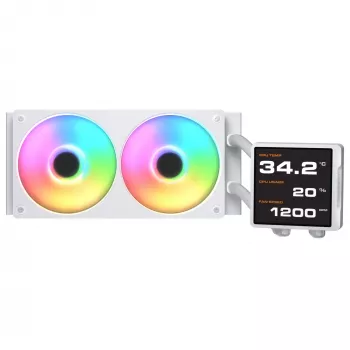 All-in-One-CPU-nestekühler Cougar Poseidon Vistek Pro 240, ARGB, 120 mm:n tuuletin, valkoinen