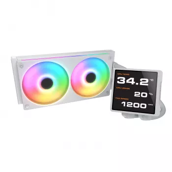 All-in-One-CPU-nestekühler Cougar Poseidon Vistek Pro 240, ARGB, 120 mm:n tuuletin, valkoinen