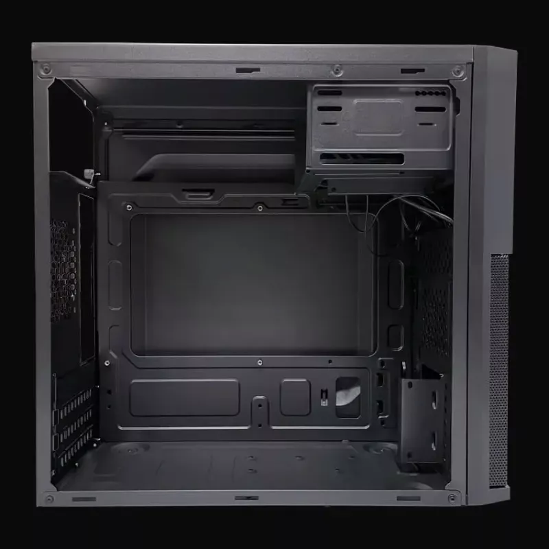 PC Micro Tower -kotelo LC-Power 2004MB-V3, Micro-ATX/Mini-ITX, musta, ylhäällä sijaitseva virtalähde, tukee 2×3,5