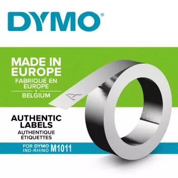 DYMO Rhino alumiiniset kohoketarrat | 12 mm x 3,65 m | itseliimautuva | yhteensopiva Rhino M1011 -kohoketulostimen kanssa | säänkestävä | ihanteellinen tee-se-itse- ja rakennustöihin | valmistettu Euroopassa
