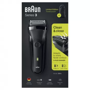 Braun Series 3 301s kalvosinterä trimmeri musta