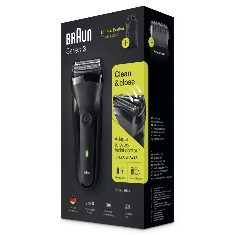 Braun Series 3 301s kalvosinterä trimmeri musta