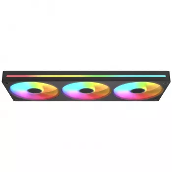 Cougar Unity360-FB Single-Frame 360 ARGB PWM Forward, 120mm×3, 700–2500 RPM, FDB, 5.4 mmH2O, musta