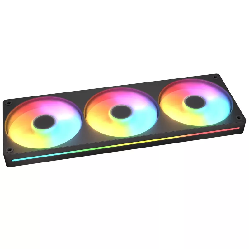 Cougar Unity360-FB Single-Frame 360 ARGB PWM Forward, 120mm×3, 700–2500 RPM, FDB, 5.4 mmH2O, musta