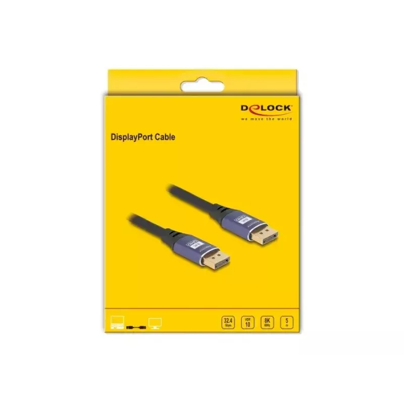 DeLOCK DisplayPort -kaapeli 8K 60 Hz 5 m violetti metalli