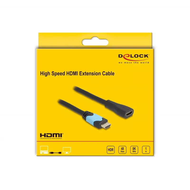 DeLOCK High Speed HDMI -jatkokaapeli 48 Gbit/s 8K 60 Hz 1 m