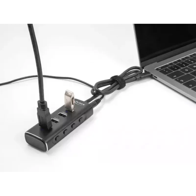 DeLOCK 4 portin USB-keskitin 10 Gbps Type-C 60 cm kaapeli kytkimellä