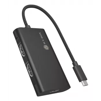 ICY BOX sovitin USB Type-C 3x HDMI, USB 3.2 Gen 2 (3.1 Gen 2) Type-C, HDMI, 10000 Mbit/s, 144 Hz, 3840 x 2160, 7680 x 4320, 7680 x 4320 pikseliä
