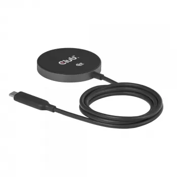 Langaton latausalusta CLUB3D CAC-3027 Qi2 25W MagSafe-yhteensopiva magneettinen alusta, DC-laturi sisäkäyttöön, 1 m kaapeli, musta